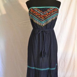 Papaya long strapless dress
